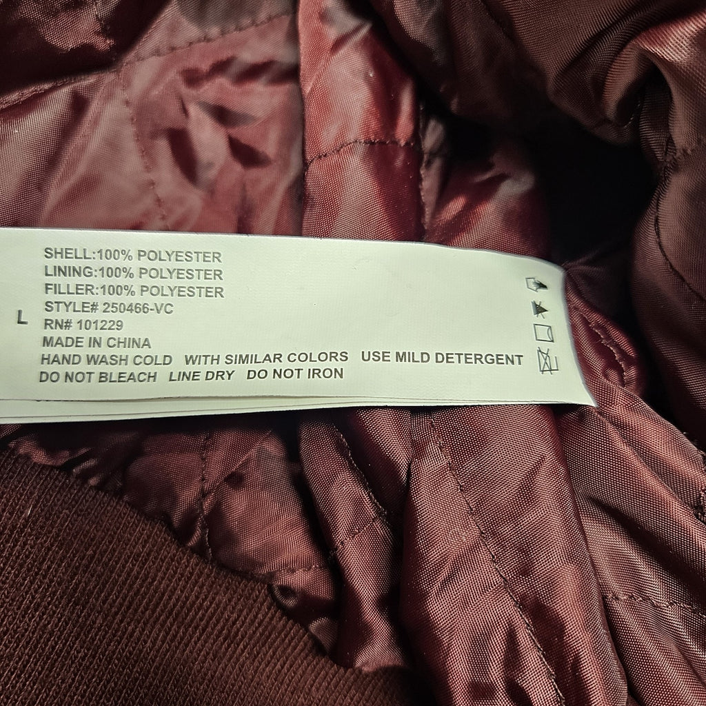 Ashley Outerwear Burgundy Crushed Velvet Bomber Jacket Women's Size Large