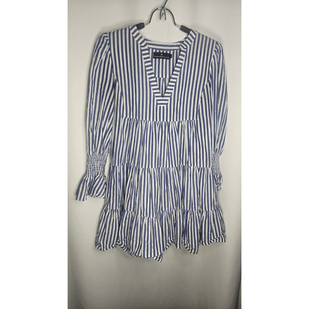 Tuckernuck Pomander Place Dress Blue White Striped Kenzo Mini Size Small Tiered Dress Summer Outfit Trendy Styles