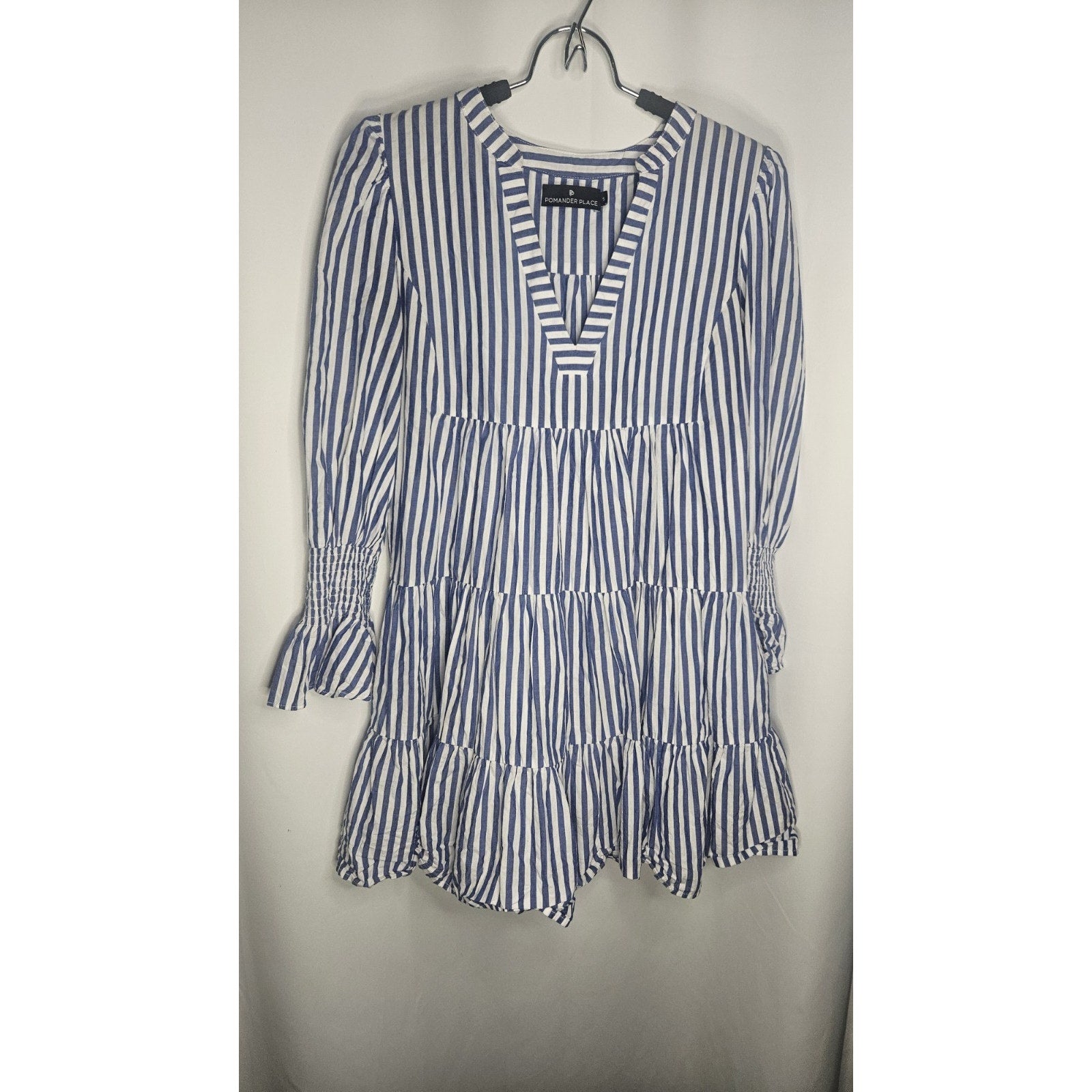 Tuckernuck Pomander Place Dress Blue White Striped Kenzo Mini Size Small Tiered Dress Summer Outfit Trendy Styles