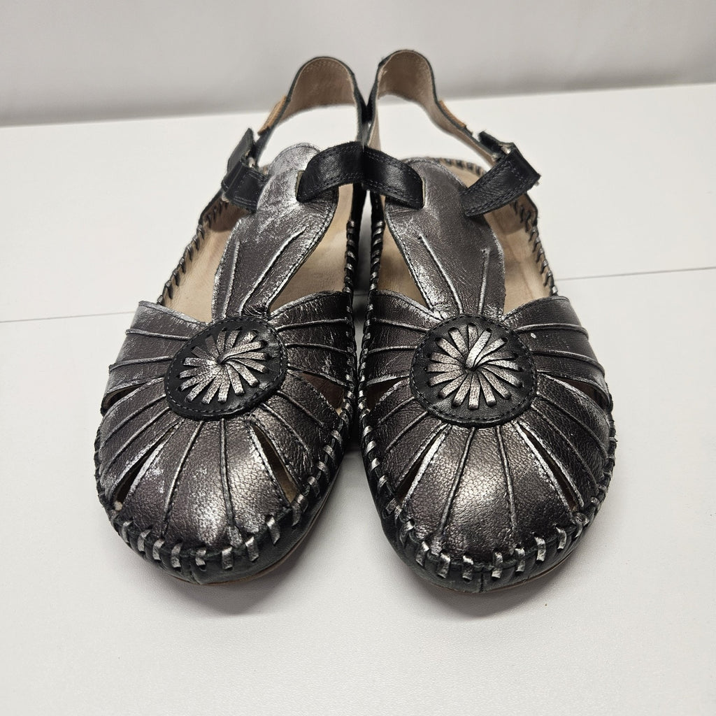 PIKOLINOS Sandals Original VALLARTA Metallic Gray T-strap US 9/9.5 EU 39