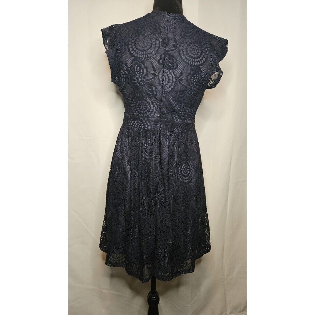 Altar'd State Lace Mini Dress Midnight Blue Flutter Sleeve Tank Dress Size XL