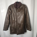 Nino Cerruti Sport Brown Leather Parka Brown Sz Large Asymmetrical Collared Vtg