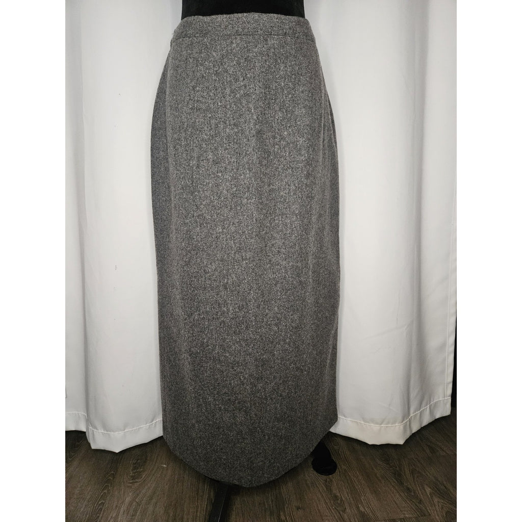 Vintage Woolrich Blend Midi Skirt Size 12 Gray Wool Zipper Lined Slit EUC