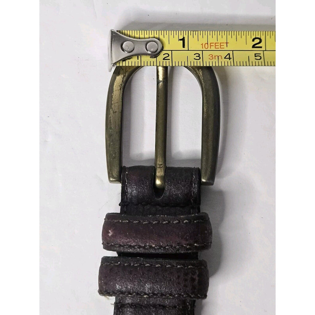 Perry Ellis Texture Italian Cowhide Leather Gold Buckle Belt Large 37" Burgundy