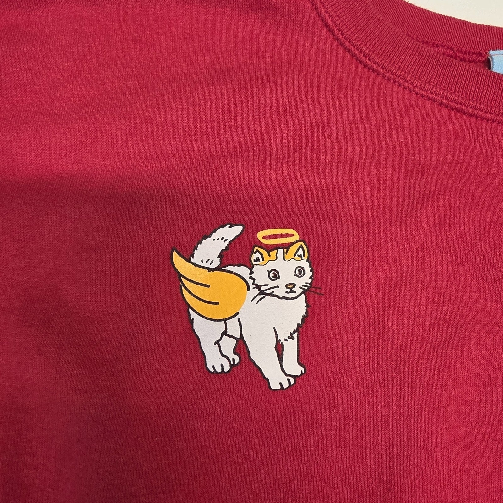 Emma Angel Cat Devil Cat Do It Don't Do It Sweatshirt Red XL Pullover Crewneck