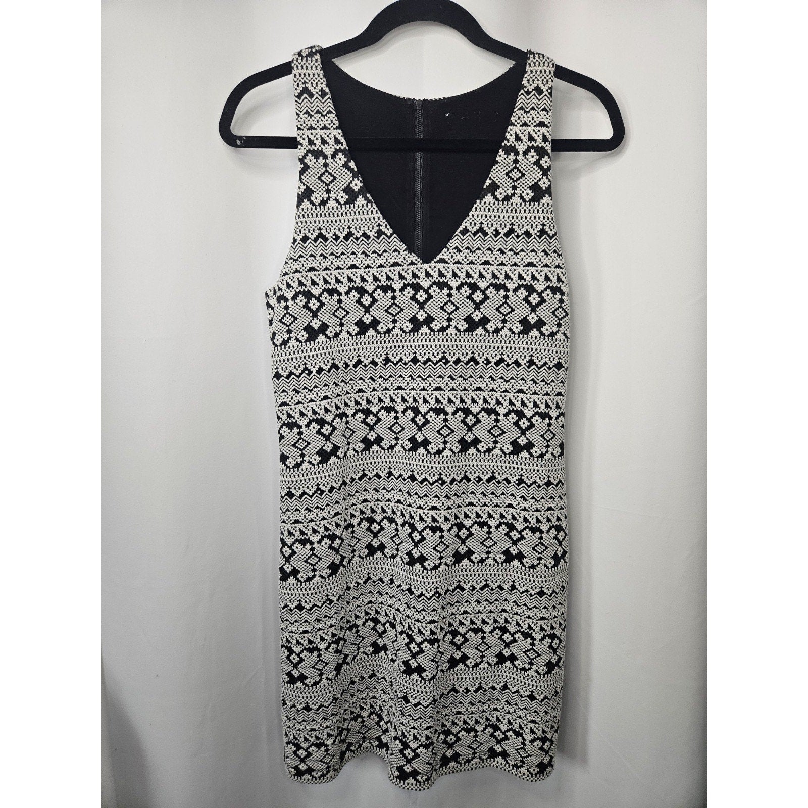 Tart Collections Faux Fur Trim Coat Jacket w/ Matching Dress Black & White Aztec