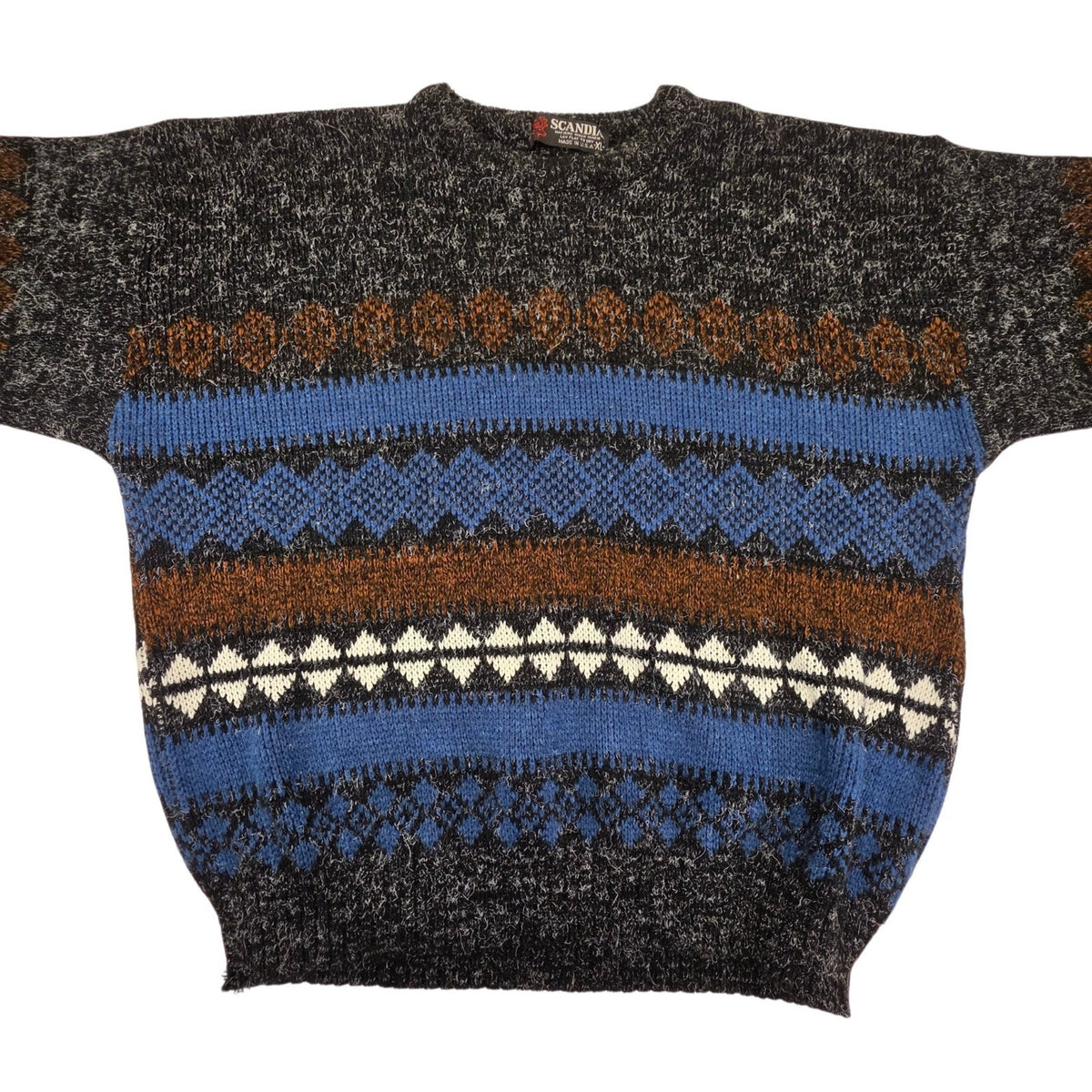 Vintage 90s Scandia Sweater Men’s Size XL Black Fall Autumn Knit USA Made