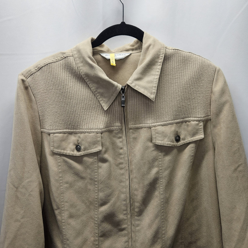 Vintage Allison Daley Khaki Zippered Faux Suede Jacket Womens Plus Size XXL