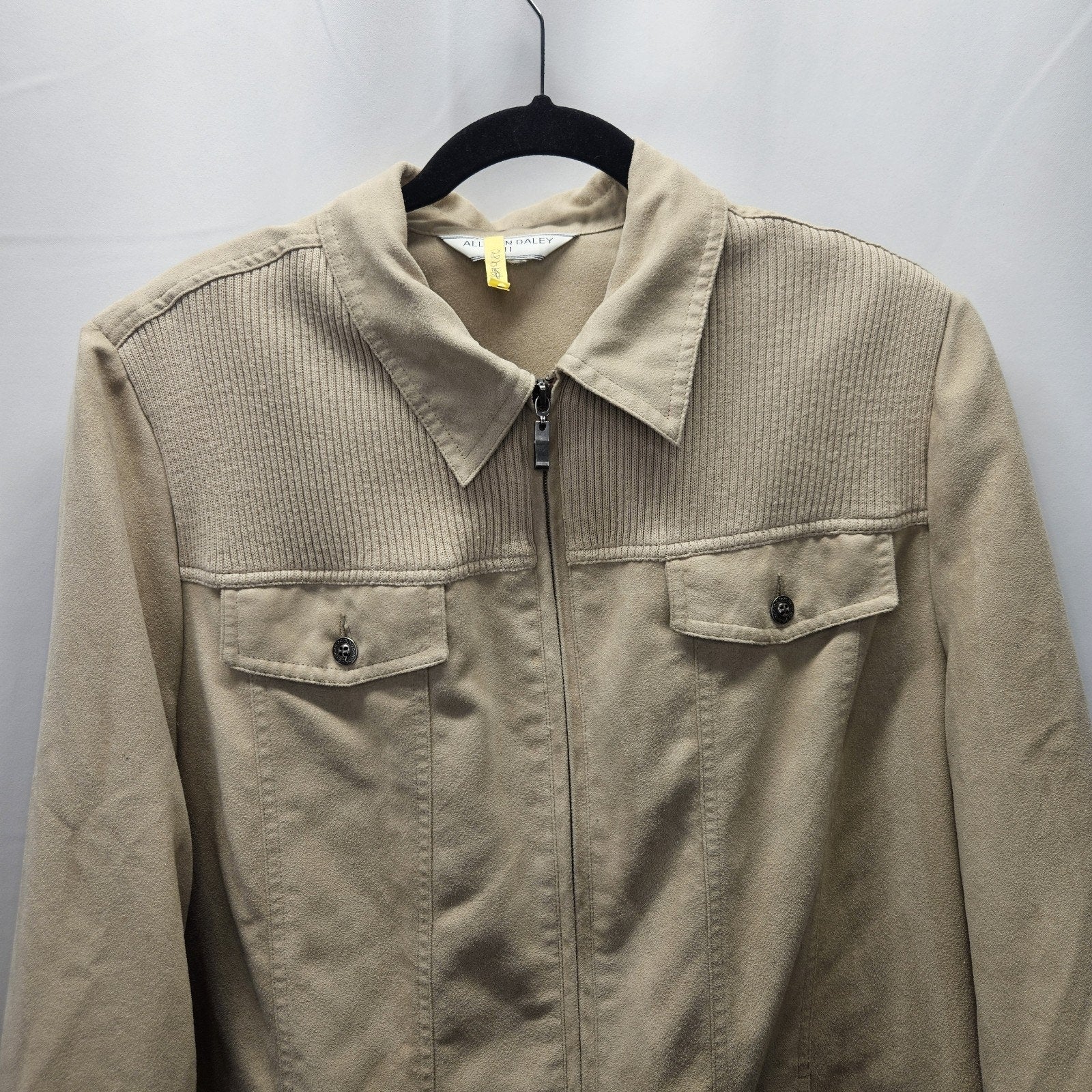 Vintage Allison Daley Khaki Zippered Faux Suede Jacket Womens Plus Size XXL
