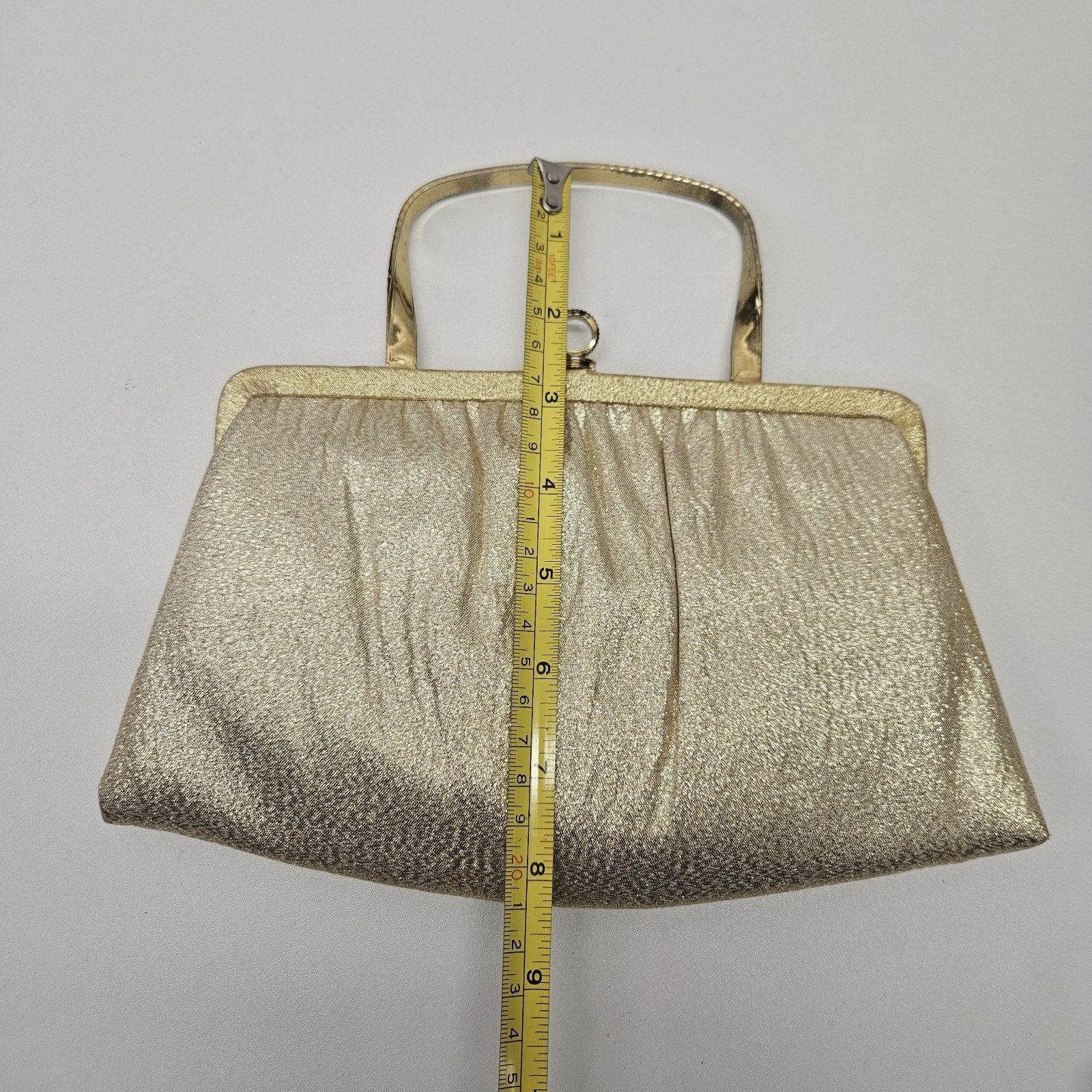 Vintage 60s Ande Shimmering Gold Evening Party Clutch Handbag Purse Twist Handle