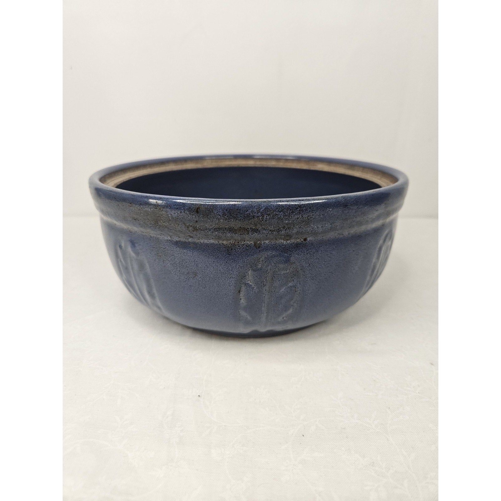 Monmouth Western Stoneware Blue Chain Crock WO Lid Flower Pot Decorative Bowl