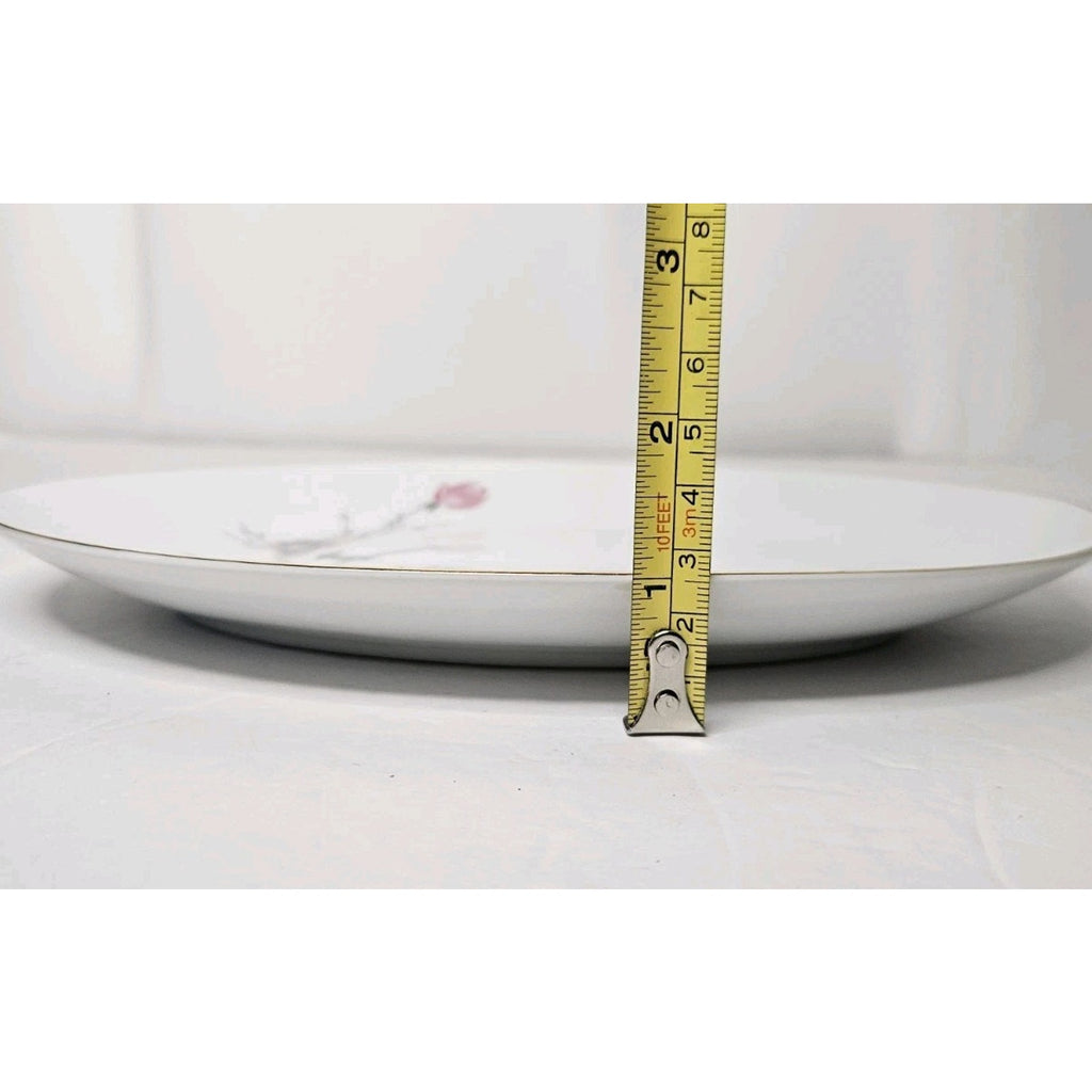 Vintage Golden Rose Fine China Tray Japan Made 10" Oval Plate Floral Gold Trim