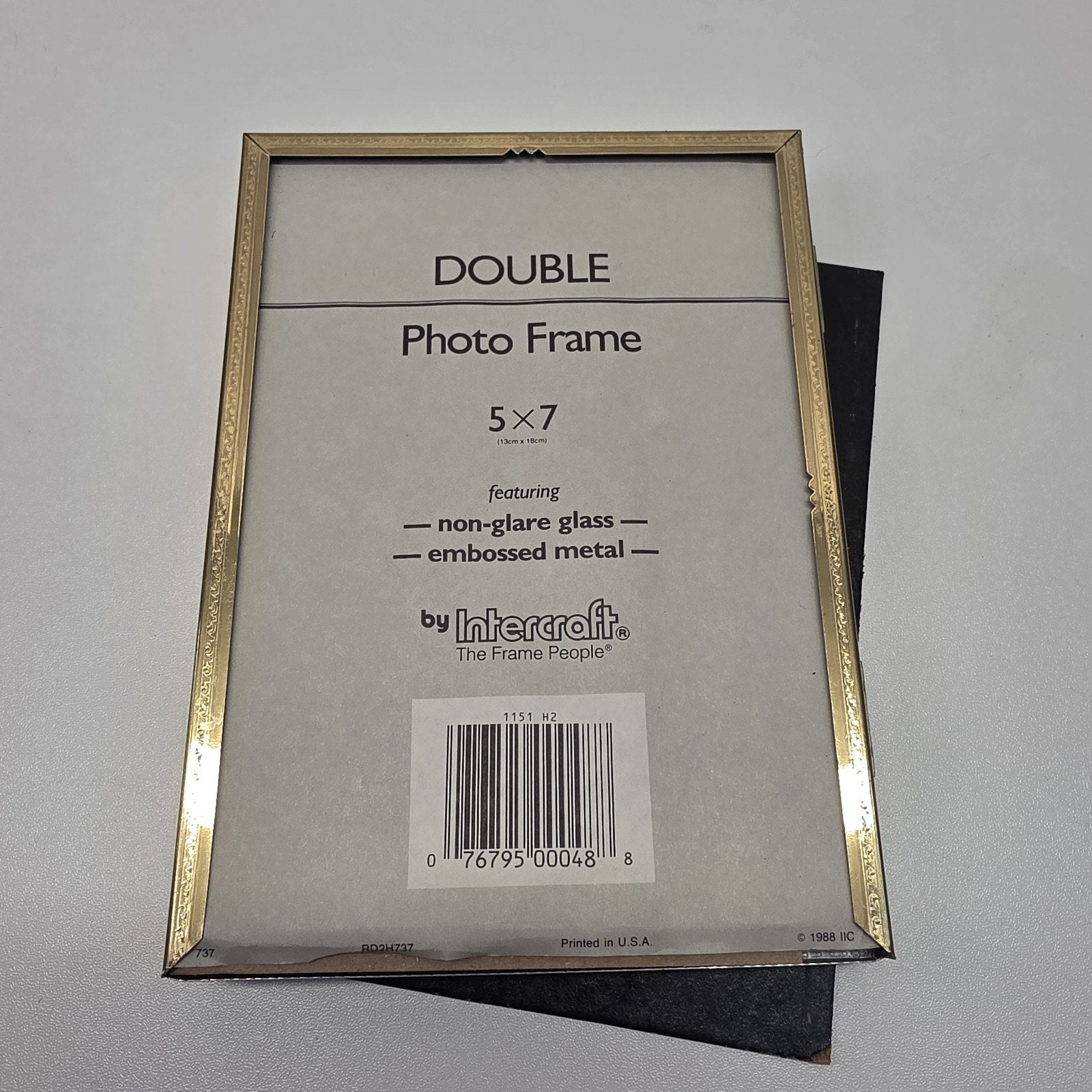 Vintage 80s Gold Tone Bi-fold Picture Frame Double 5x7" Glass Table Top