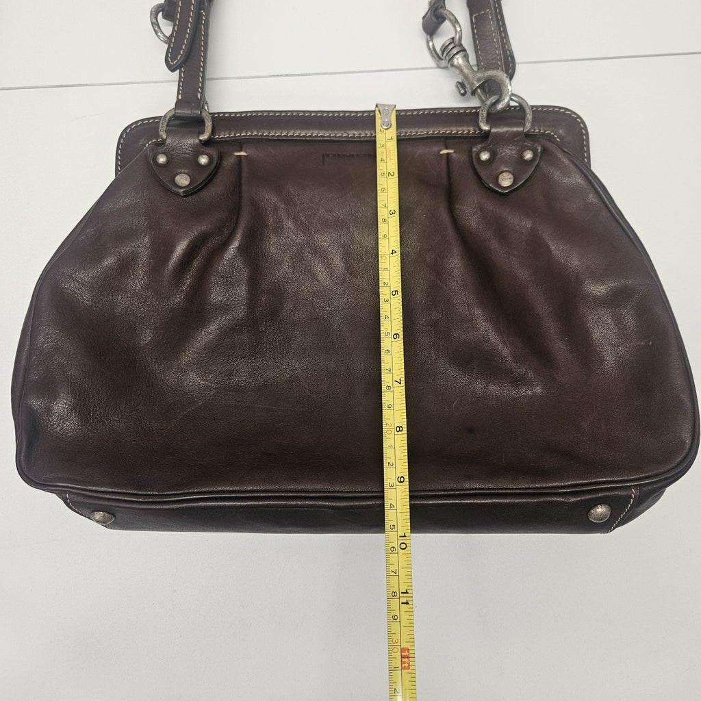Vintage Leather Bag Dimoni Chocolate Brown Shoulder Handbag Satchel Purse