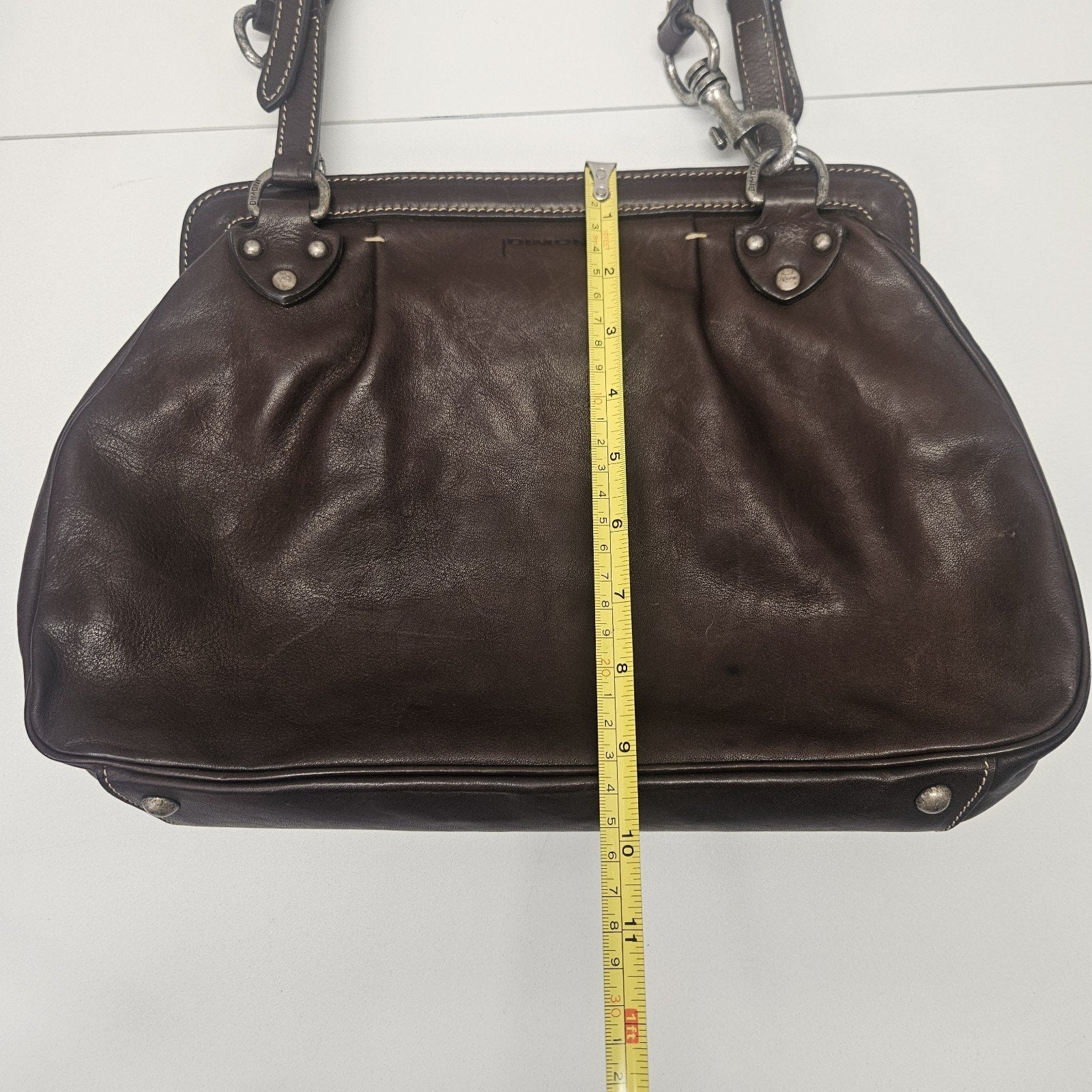 Vintage Leather Bag Dimoni Chocolate Brown Shoulder Handbag Satchel Purse