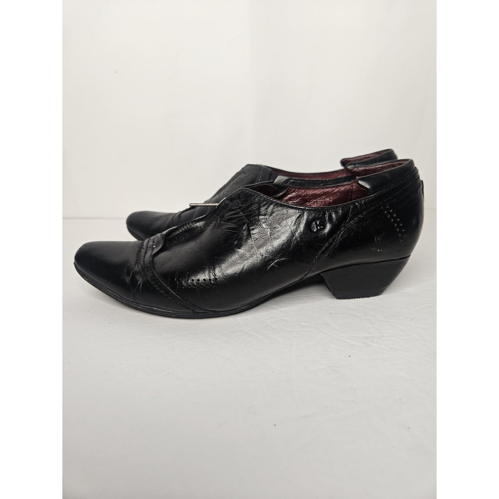 Josef Seibel Black leather Booties Front Zip Career Casual Shoes EU 38 US 7 Low