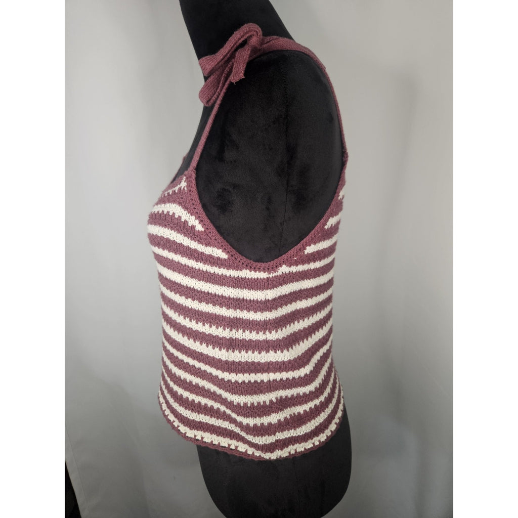 American Eagle Outfitters Top Crochet Sleeveless Scoop Neck Tank Small Burgundy