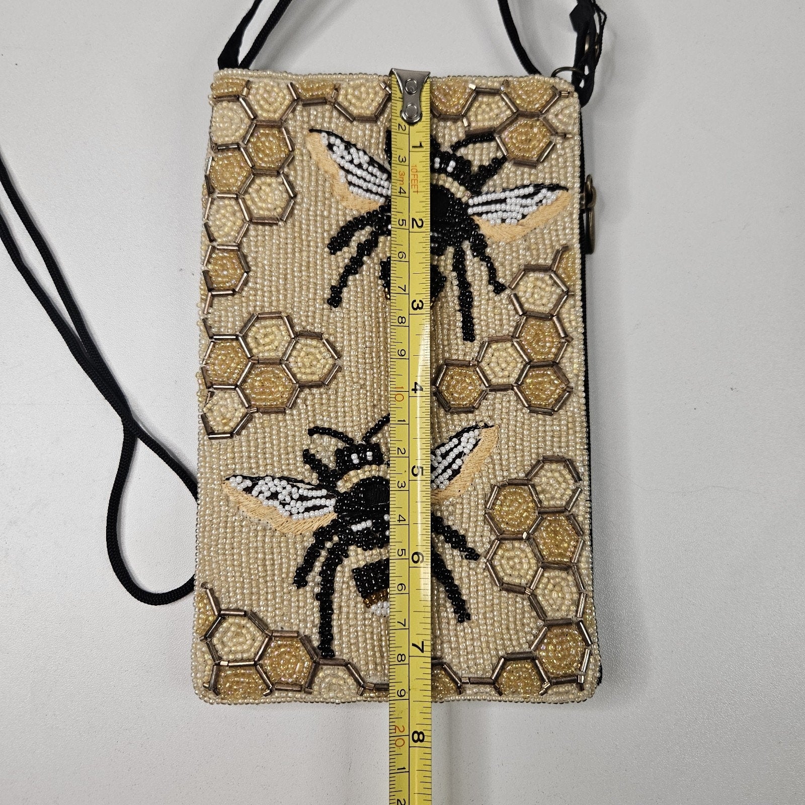 Bamboo Trading Company Cell Phone Club Bag Beaded Bee Micro Purse Crossbody NWT
