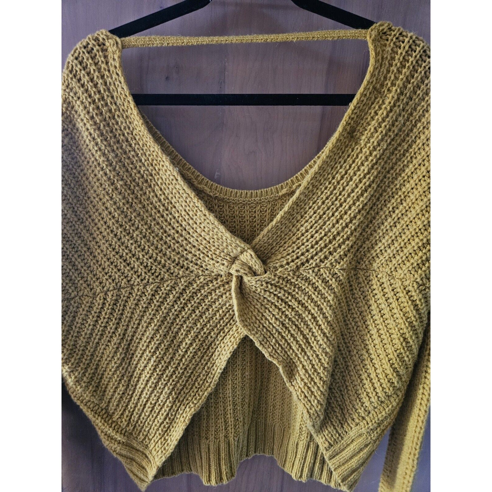 Ruby Moon Chunky Knit Open Back Wool Alpaca Sweater Sz MED Marigold/Mustard