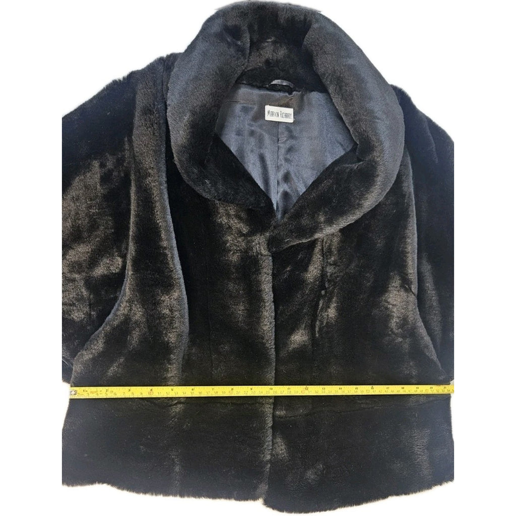 Marvin Richards Vintage Black Cape Swing Jacket Faux Fur Coat One Size Fits Most