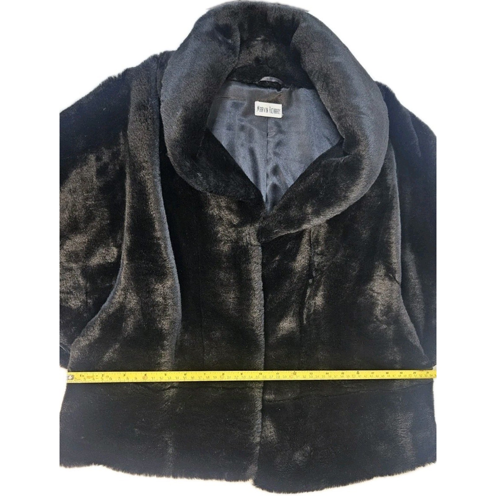 Marvin Richards Vintage Black Cape Swing Jacket Faux Fur Coat One Size Fits Most