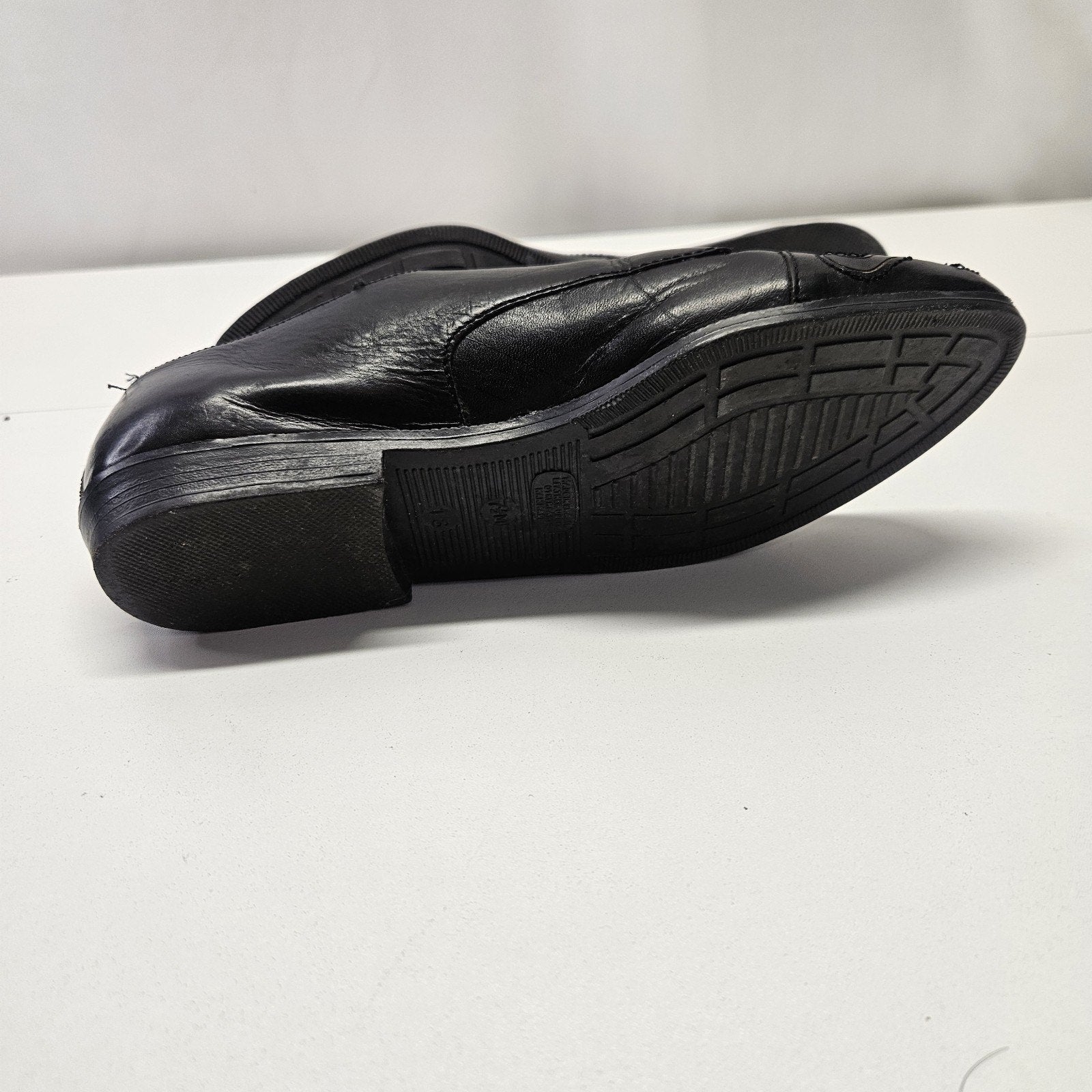 VTG Flamengo Embriodered Black Leather Lace up Oxford Heeled Granny Shoes 7.5 M