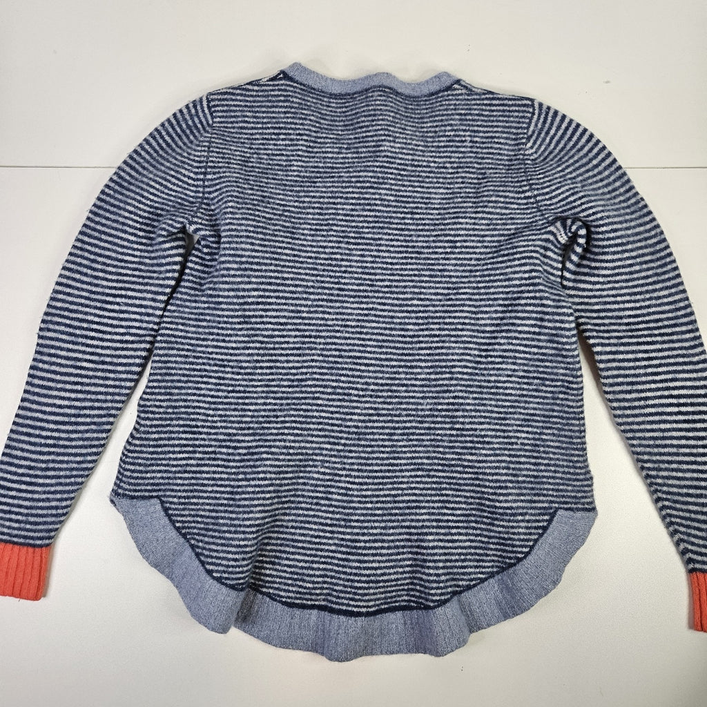 Zaket & Plover Merino Wool Blend Crewneck Blue Striped Sweater Size Medium
