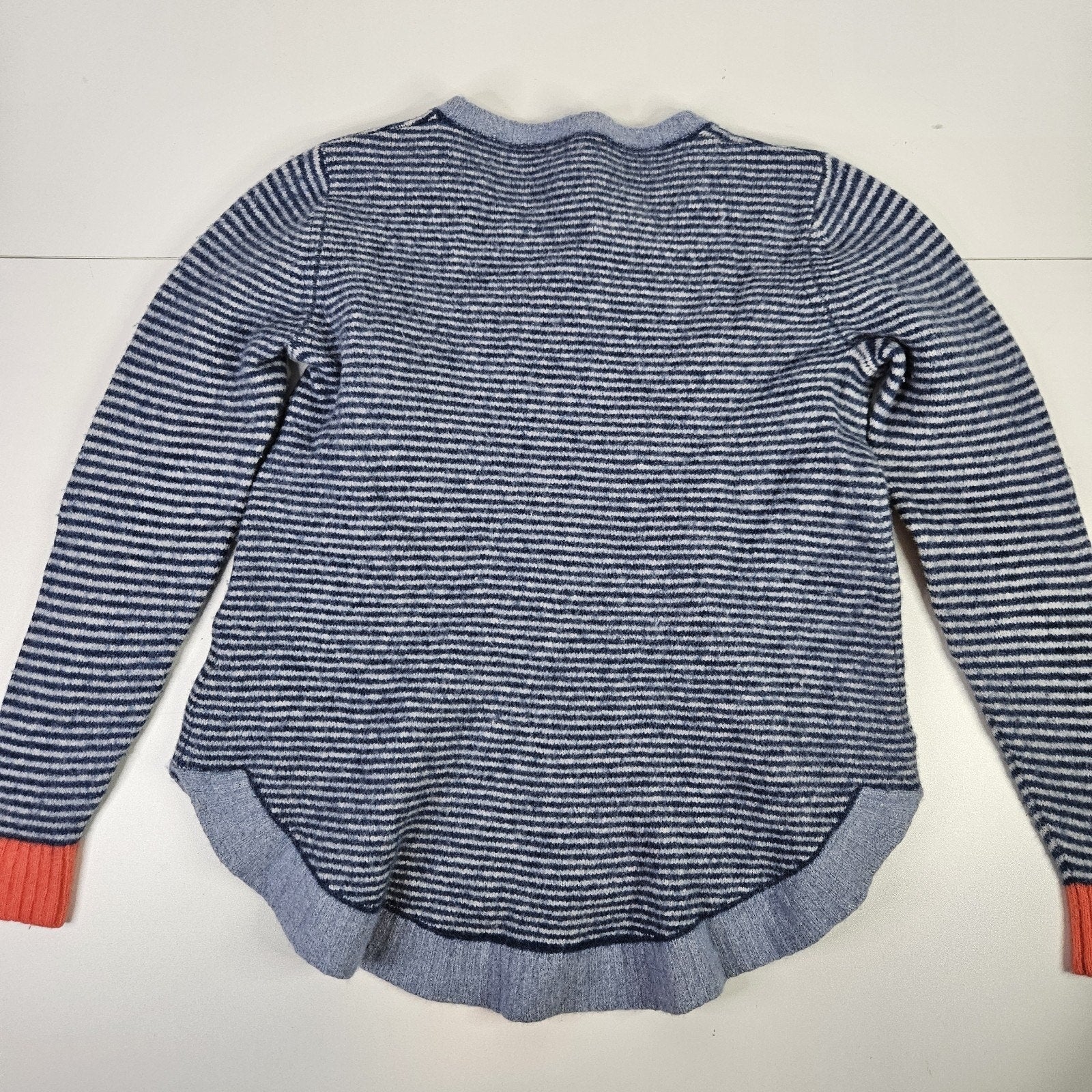 Zaket & Plover Merino Wool Blend Crewneck Blue Striped Sweater Size Medium