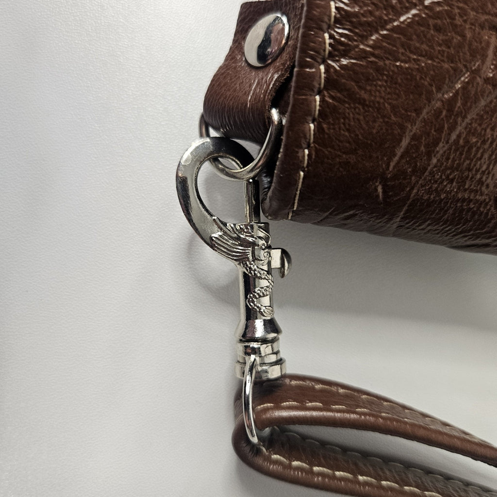 Floral Embossed Envelope Crossbody Wristlet Bag Brown Faux-Leather Western Purse