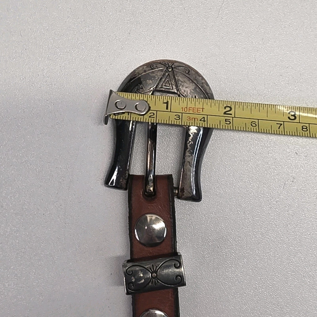 Vintage Classics Unisex Buffalo Nickel Western Belt Leather Sz Med Brown Cowboy