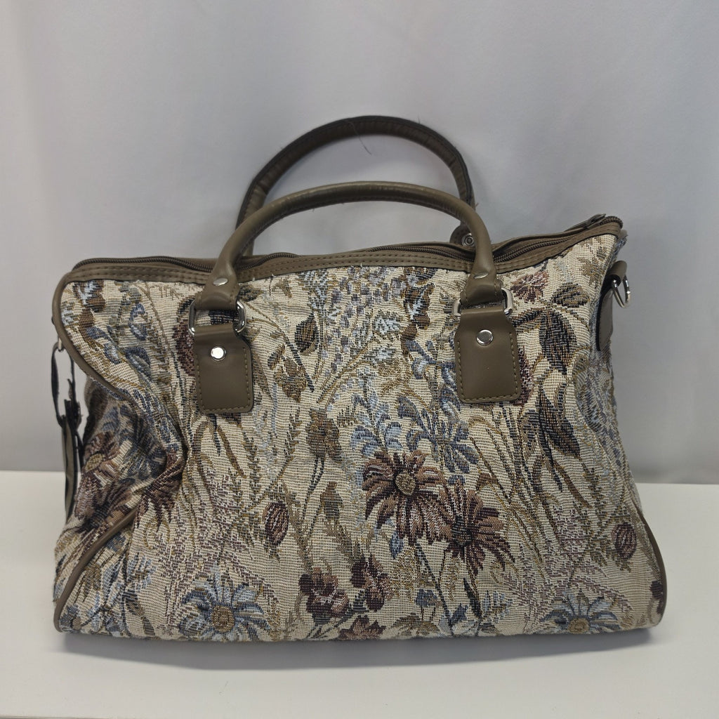 Vintage 90s Jordache Floral Tapestry Zip Shoulder Strap Duffel Travel Bag 14"