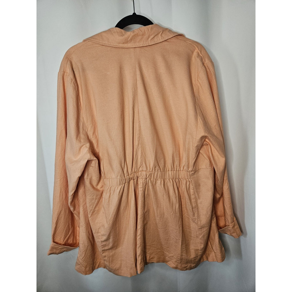 NWT Torrid Womens Longline Linen Button Front Blazer Pink Salmon Plus 2X 18-20
