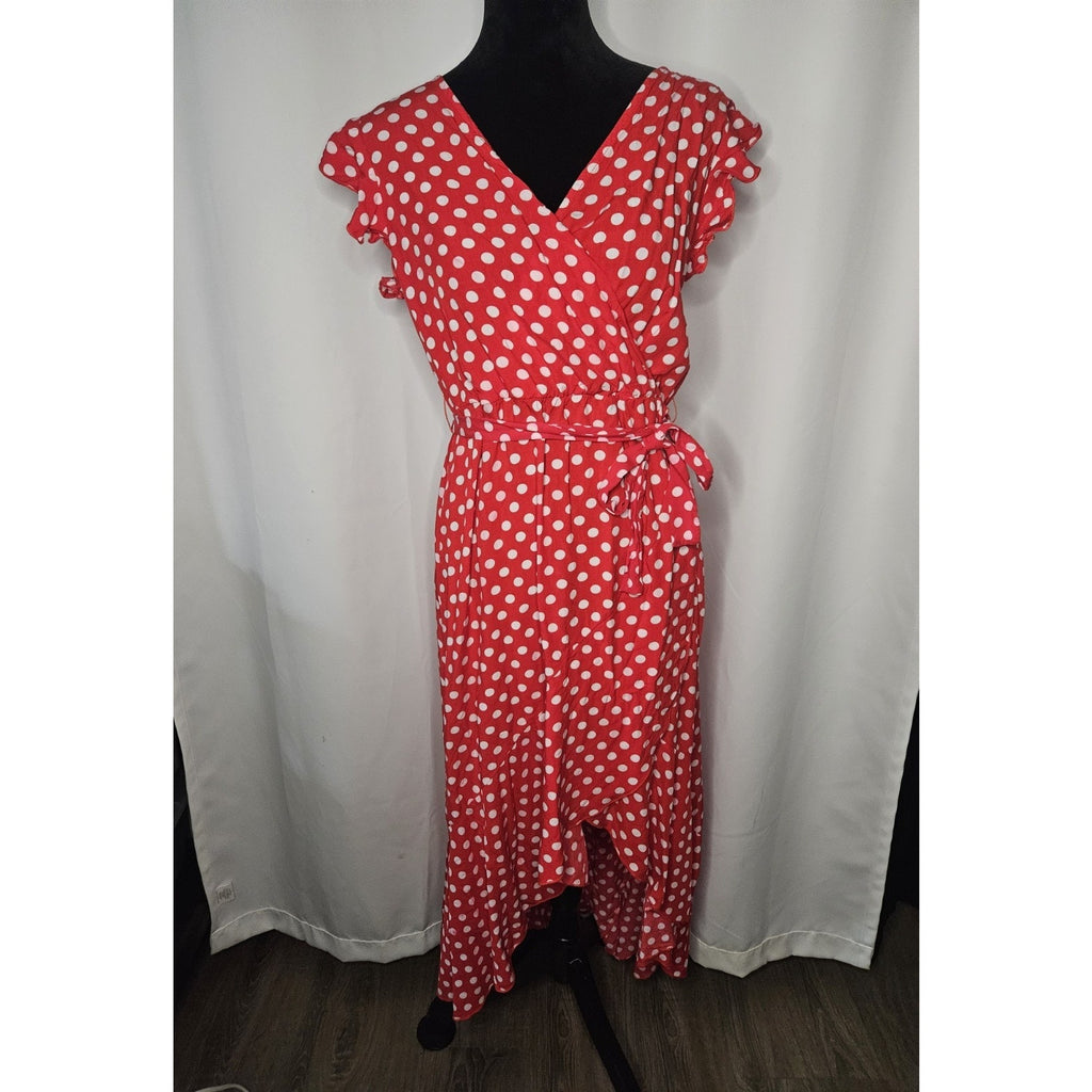 Grecerelle Summer Dress Polka Dot Cross V Neck Dress Long Flowly Medium