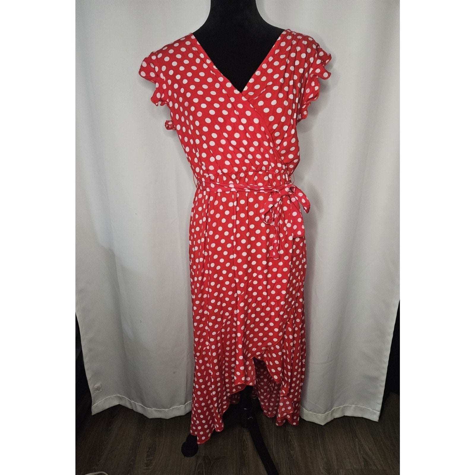 Grecerelle Summer Dress Polka Dot Cross V Neck Dress Long Flowly Medium