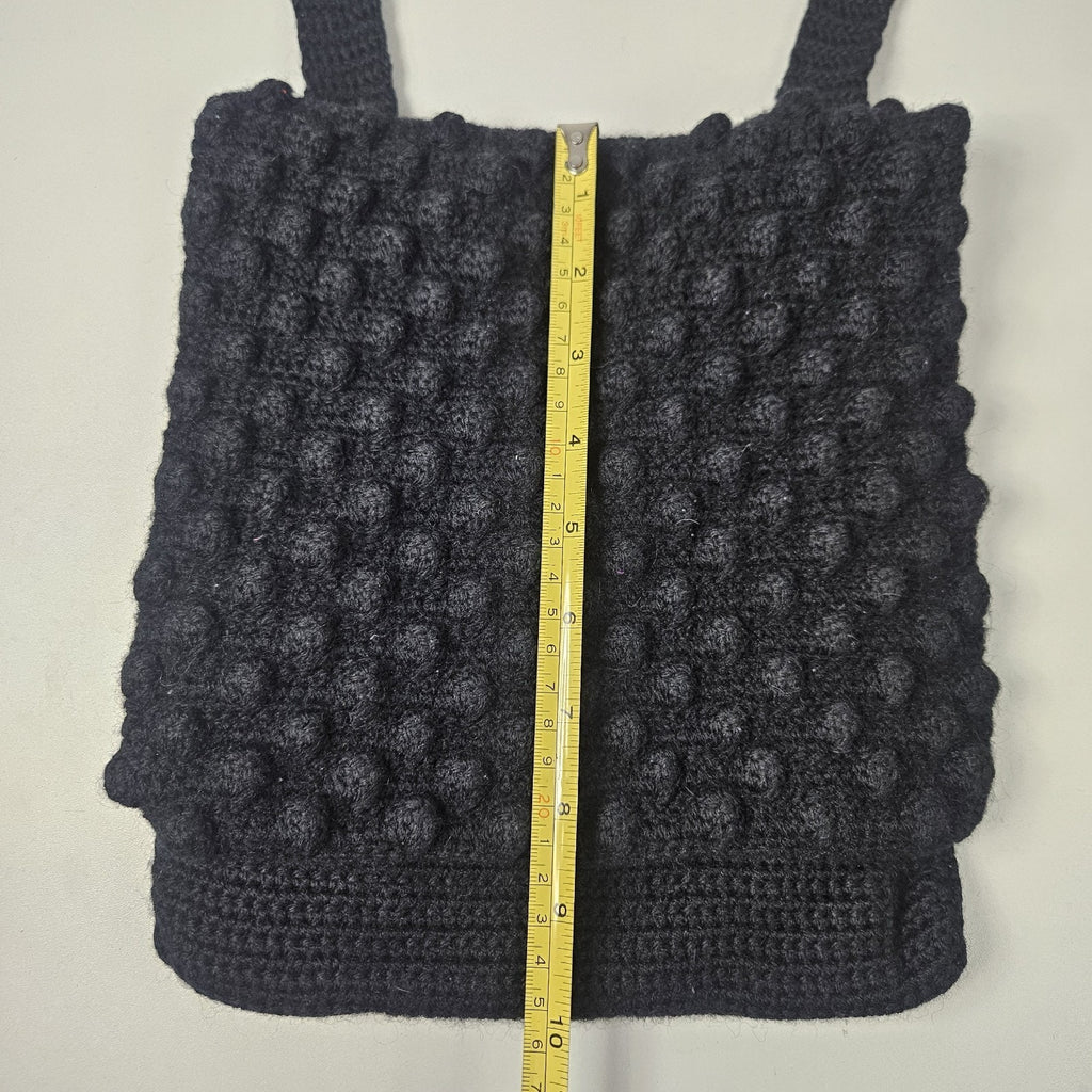 Handmade Crochet Mini Black Crossbody Shoulder Bag Coastal Y2K Whimsy Small