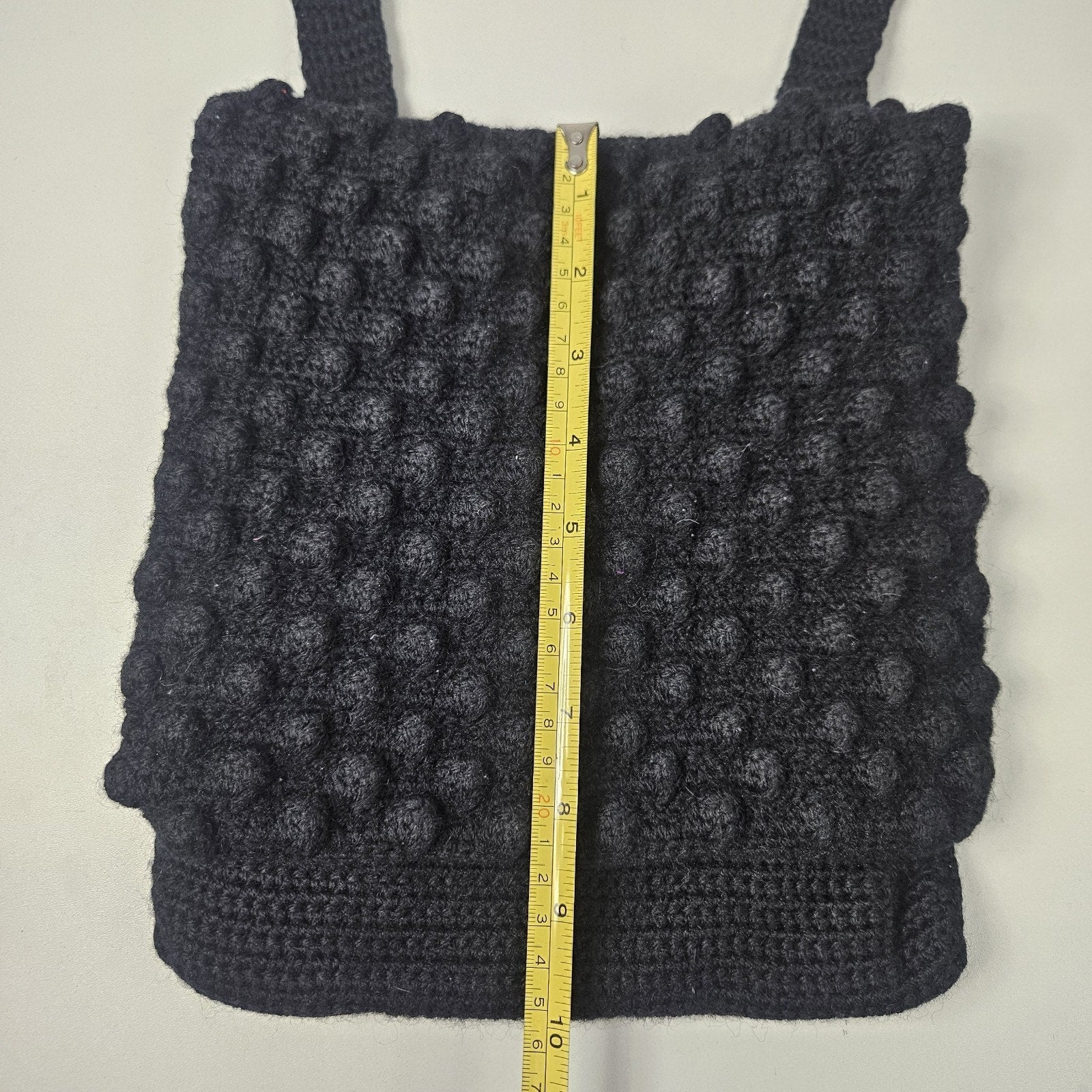 Handmade Crochet Mini Black Crossbody Shoulder Bag Coastal Y2K Whimsy Small