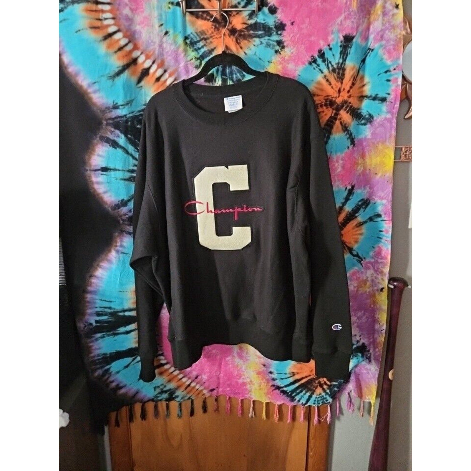 Champion Mens Reverse Weave Black Size 2X Long Sleeve Sweater