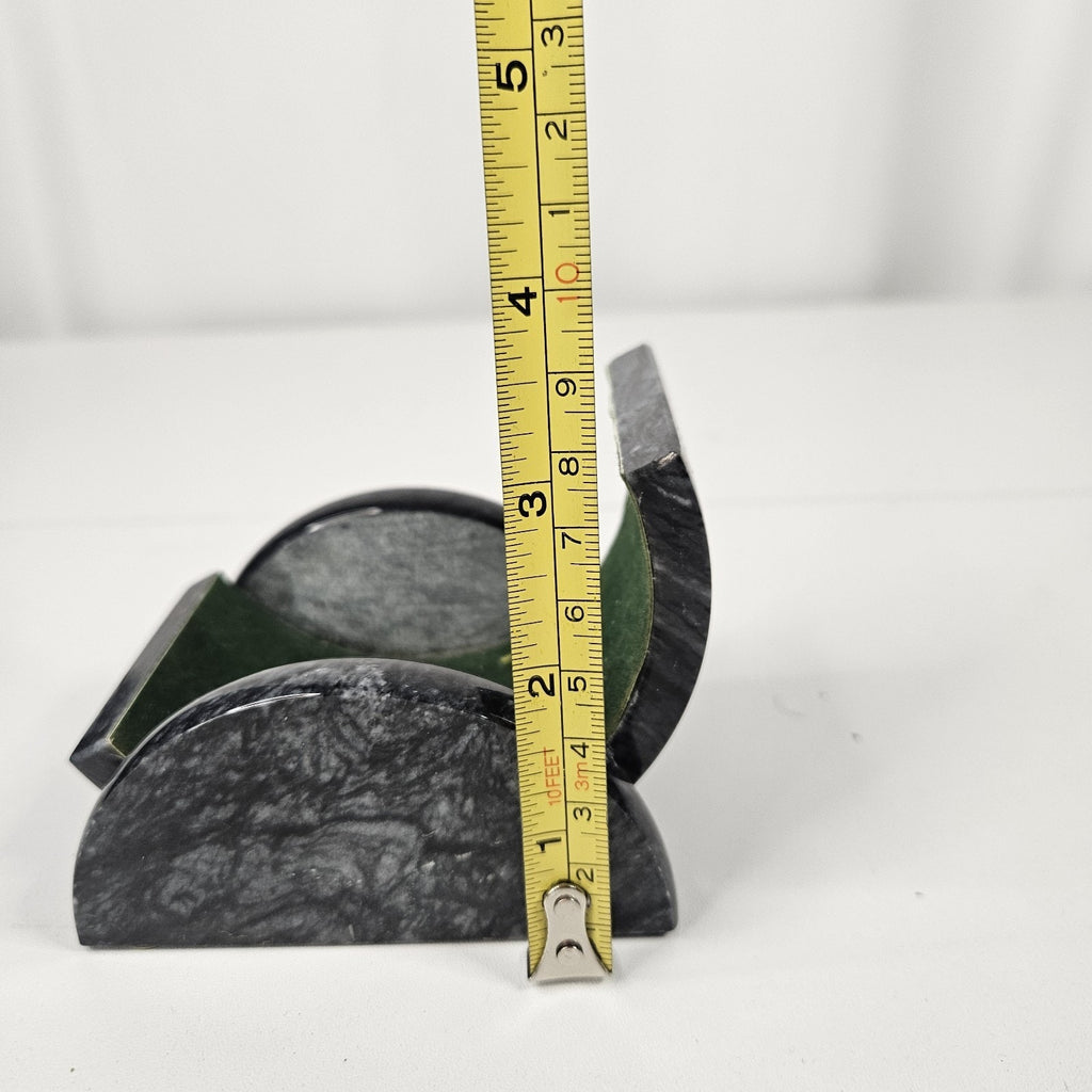 Business Card Holder for Desk Gray Cut & Polished Marble Stone