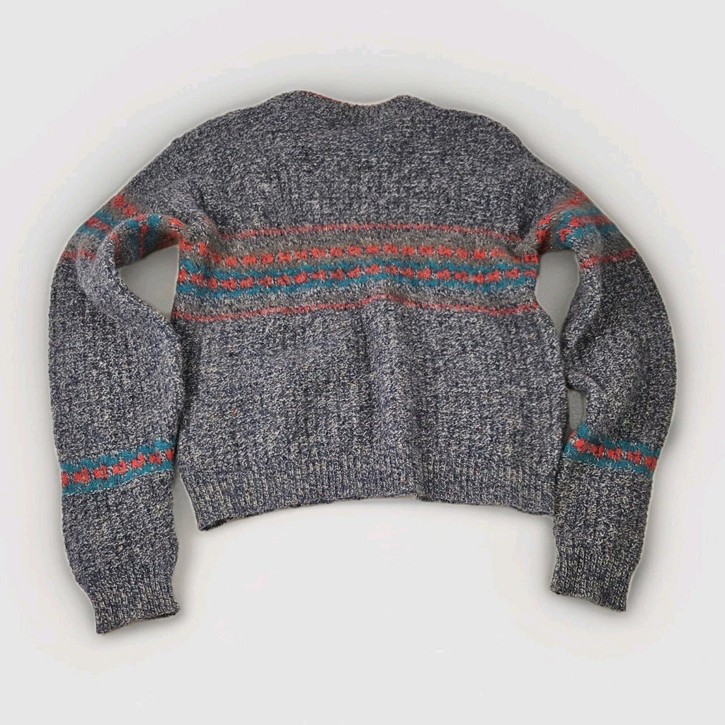 VTG I'm a Plum Navy Blue Chunky Knit Fisherman Sweater Size Med Made in USA