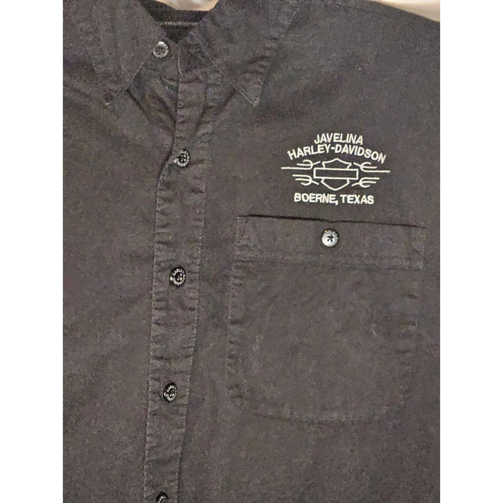 Harley Davidson Black Embroidered Long Sleeve Button Down Med Shirt Logo