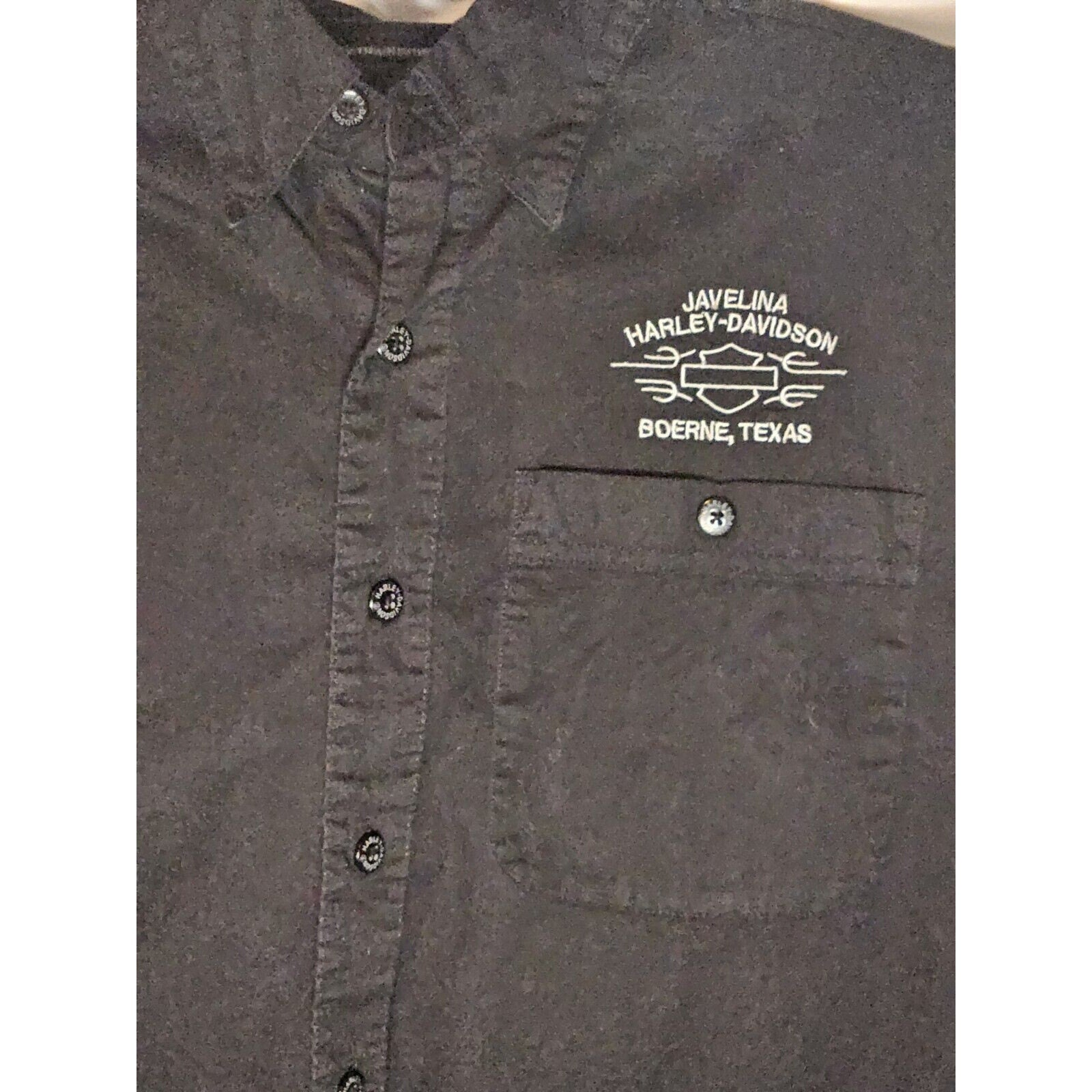 Harley Davidson Black Embroidered Long Sleeve Button Down Med Shirt Logo