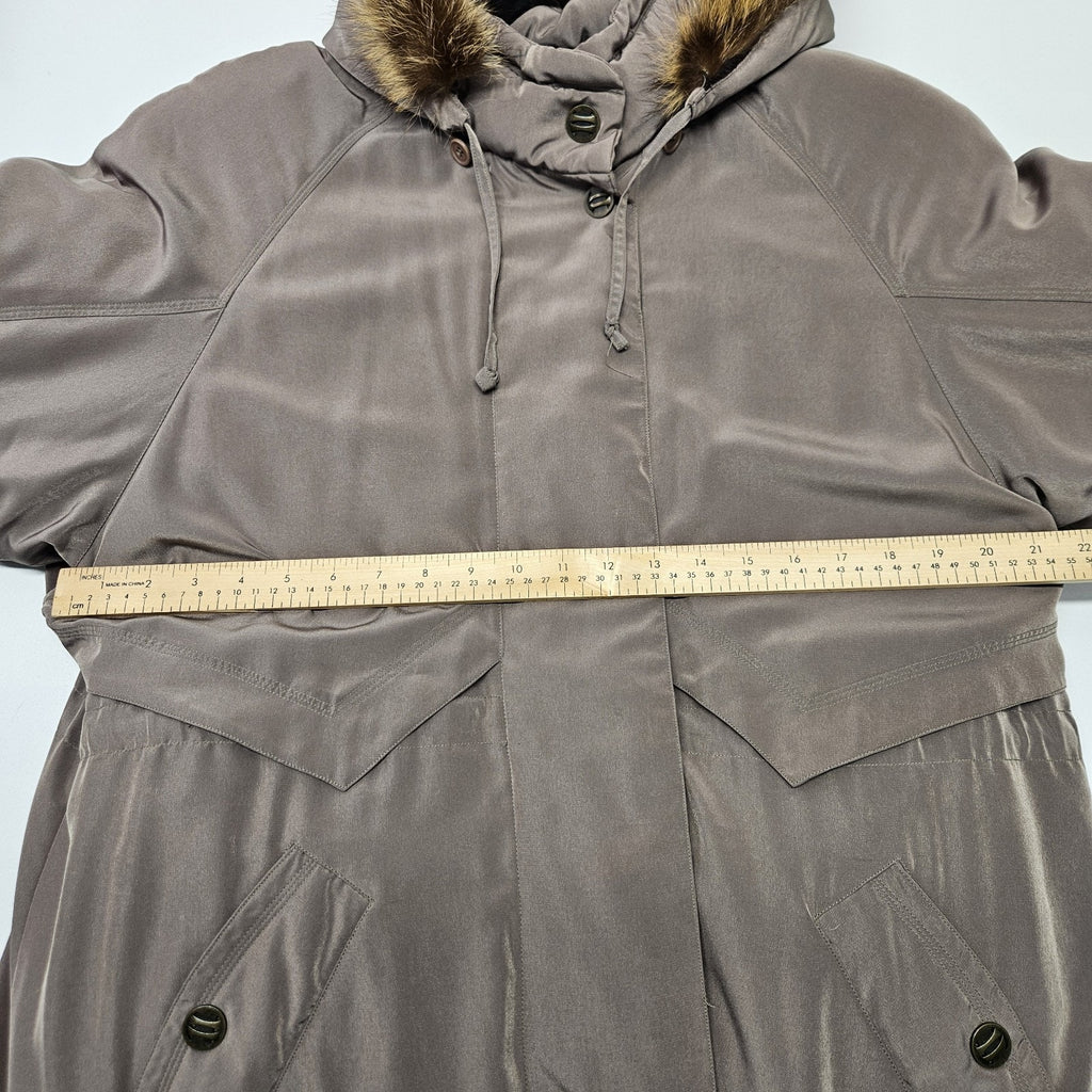Platinum Utex Women’s Removable Faux Fur Hood Quilted Long Coat Parka
