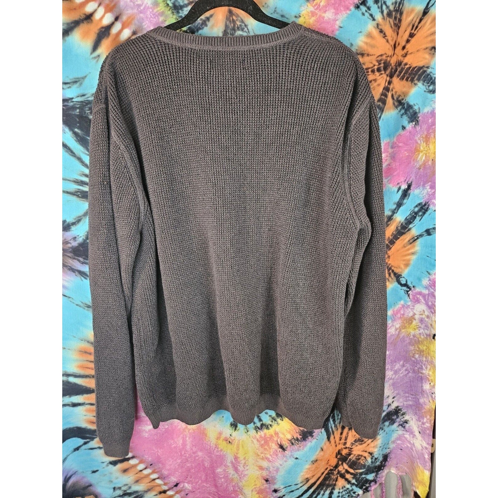 GH Bass & Co Knit Sweater Mens XL Dark Gray 100% Cotton 1/4 Button Shirt
