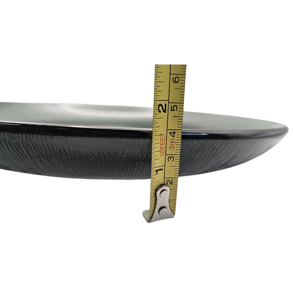 Retro Glass 12.5" Serving Platter, Vintage MCM Gray Smoke Glass, Fersken W Johansson, Norwegian Tableware