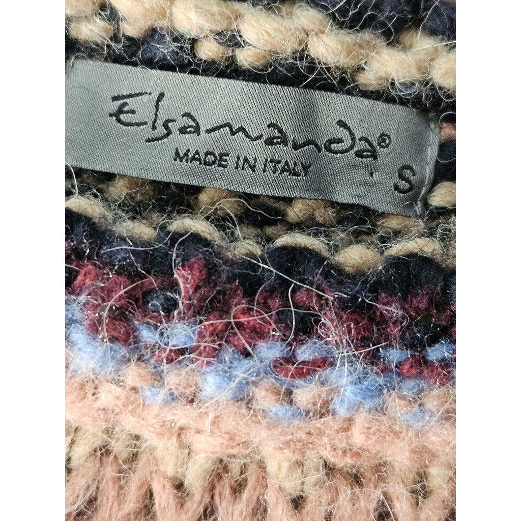 Anthropologie Elsamanda Sm Chunky Stripe Knit Alpaca Wool Blend Sweater Italy B4