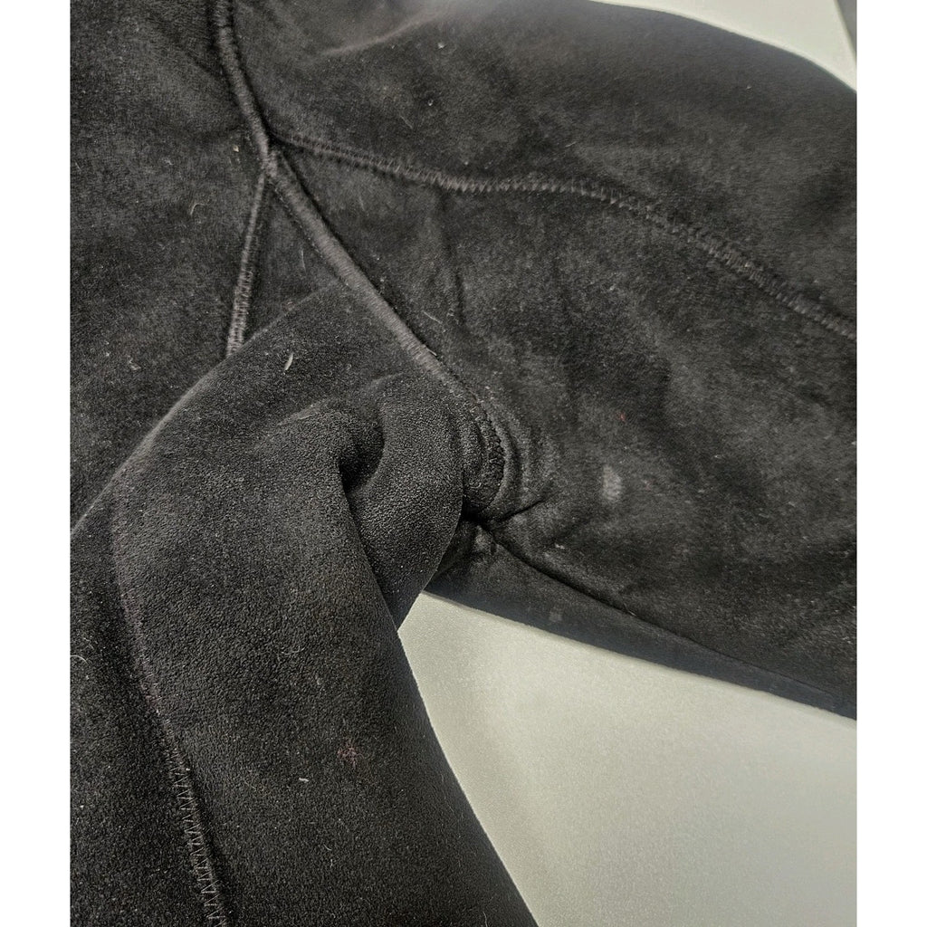 Vtg Y2K Jones New York Womens XL Black Faux Suede Coat Faux Fur Trim Retro Style