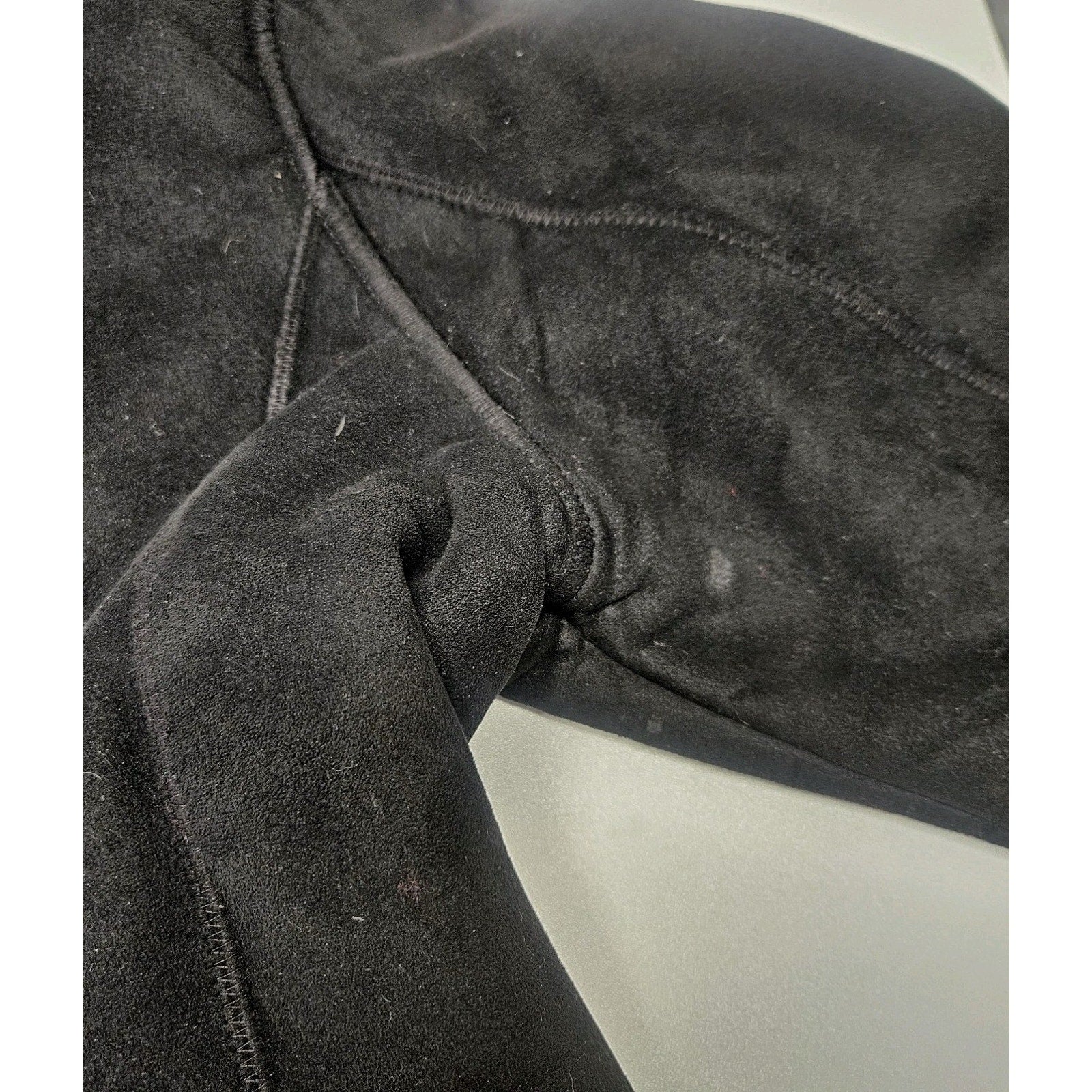 Vtg Y2K Jones New York Womens XL Black Faux Suede Coat Faux Fur Trim Retro Style