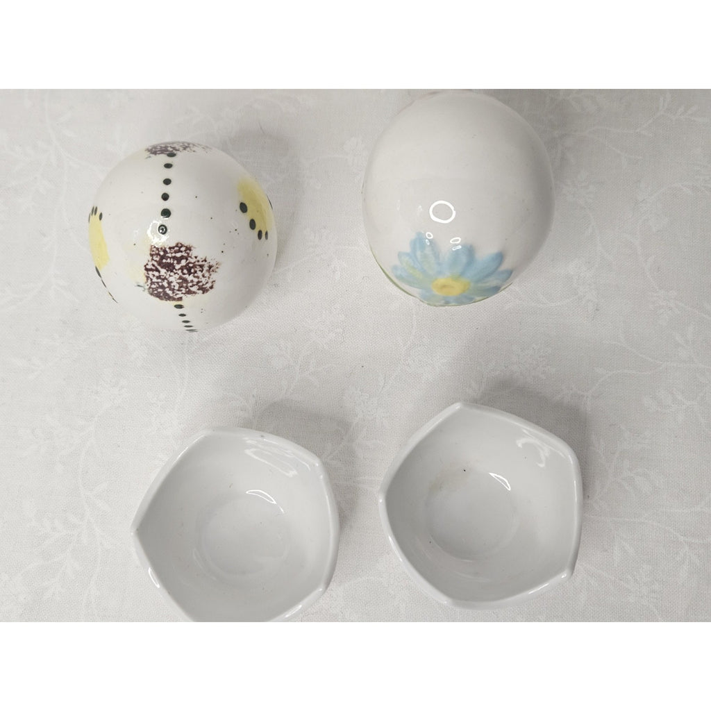 Vintage Painted Ceramic Eggs 2” Tall CCCC Colonial Candle Company 4 PC Set