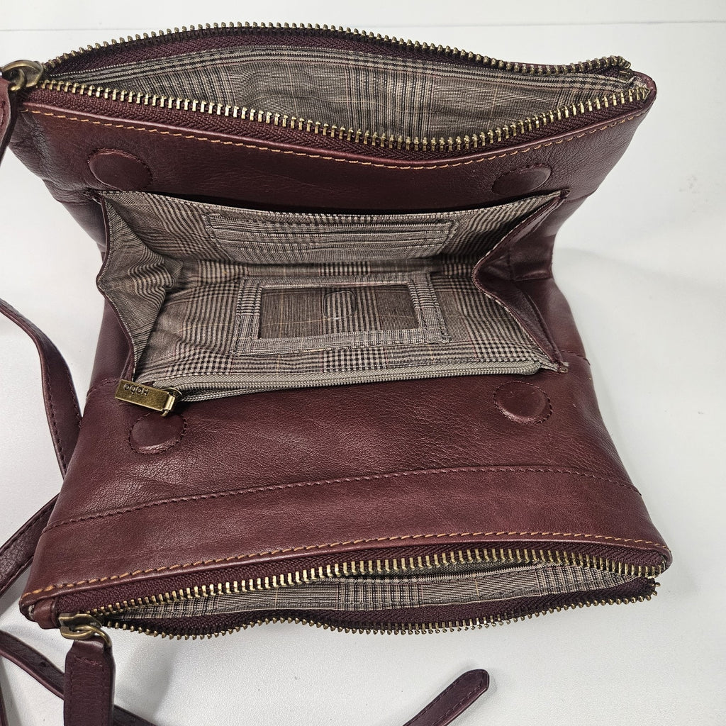 Hobo Merlot Crossbody Bag Strap Faux Leather Womens Handbag Purse Multi Comparts