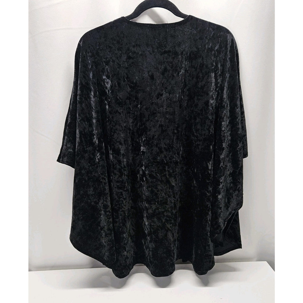 Steve Madden Women’s Open Front Solid Velvet Cape Black One Size Whimsygoth NWT